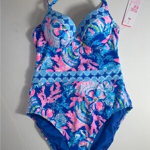 Lilly Pulitzer Blue and Pink One Piece Swimsuit